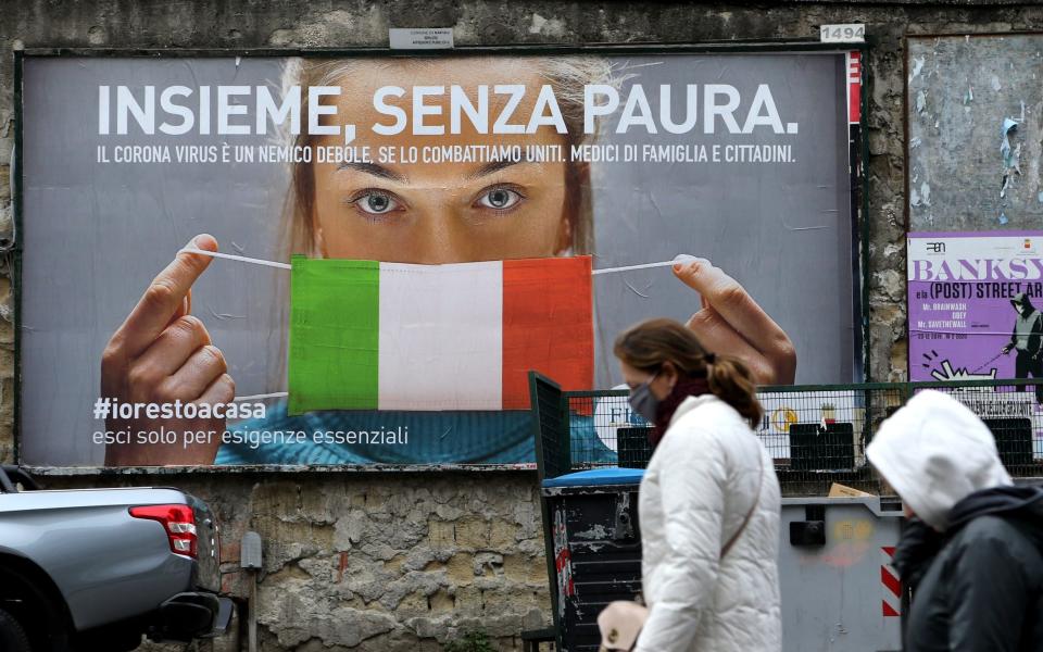 The Orange Jackets have been fueled, in part, by anger and despair over the economic impact of the virus in Italy - AFP