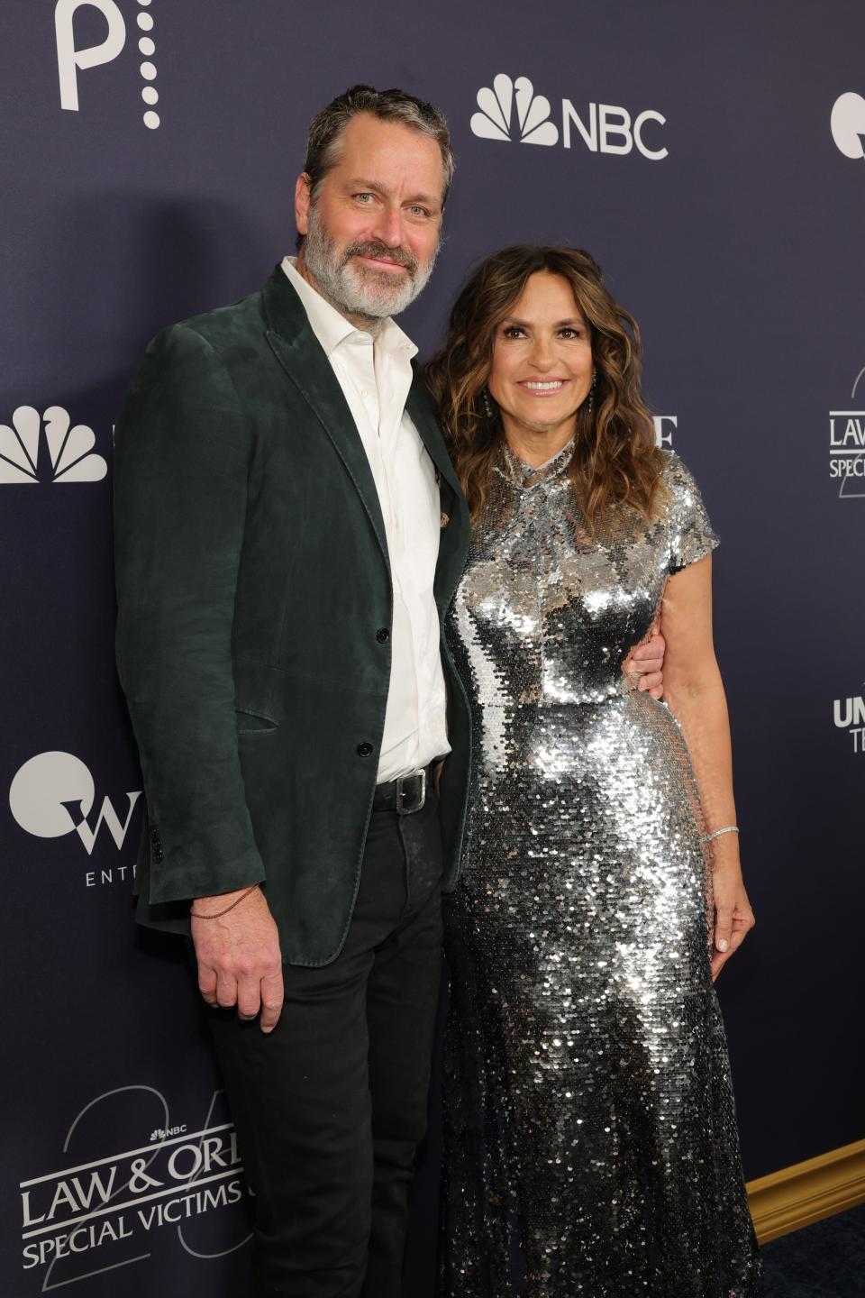 Peter Hermann and Mariska Hargitay attend the "Law & Order: Special Victims Unit" 25th Anniversary Celebration on January 16, 2024 in New York City.