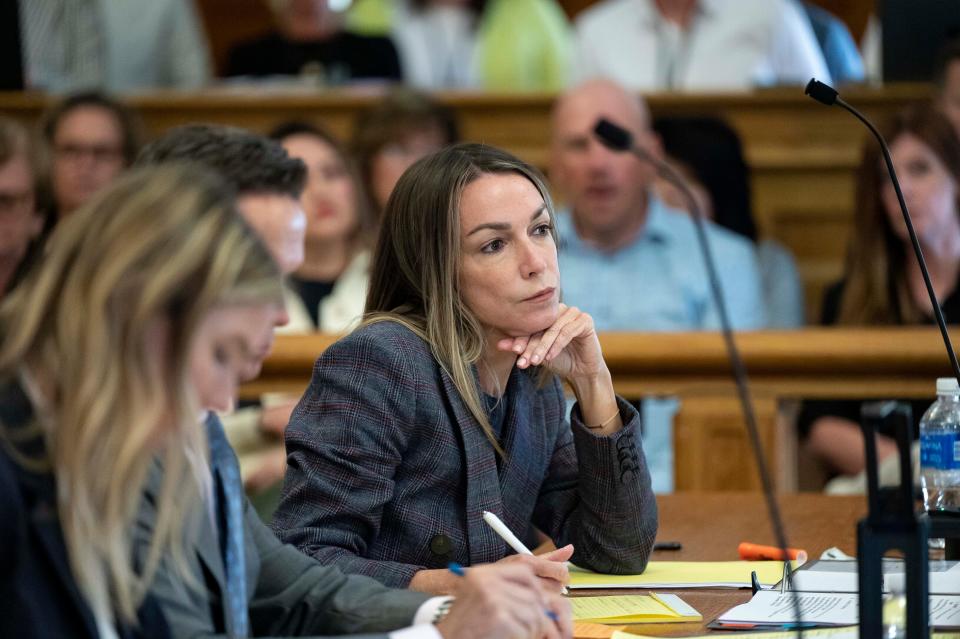 Defendant Karen Read sits at the defense table during her trial, Thursday, May 9, 2024, at Norfolk Superior Court in Dedham Mass. Read, 44, is accused of running into her Boston police officer boyfriend with her SUV in the middle of a nor'easter and leaving him for dead after a night of heavy drinking. (David McGlynn/New York Post via AP, Pool) (AP)