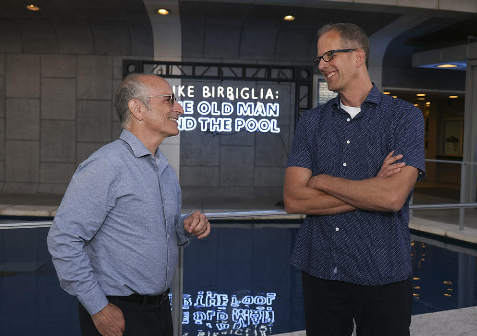 Seth Barrish and Peter Docter arrive for the opening night performance of “Mike Birbiglia: The Old Man and the Pool" at Center Theatre Group/Mark Taper Forum on August 3, 2022, in Los Angeles, California.