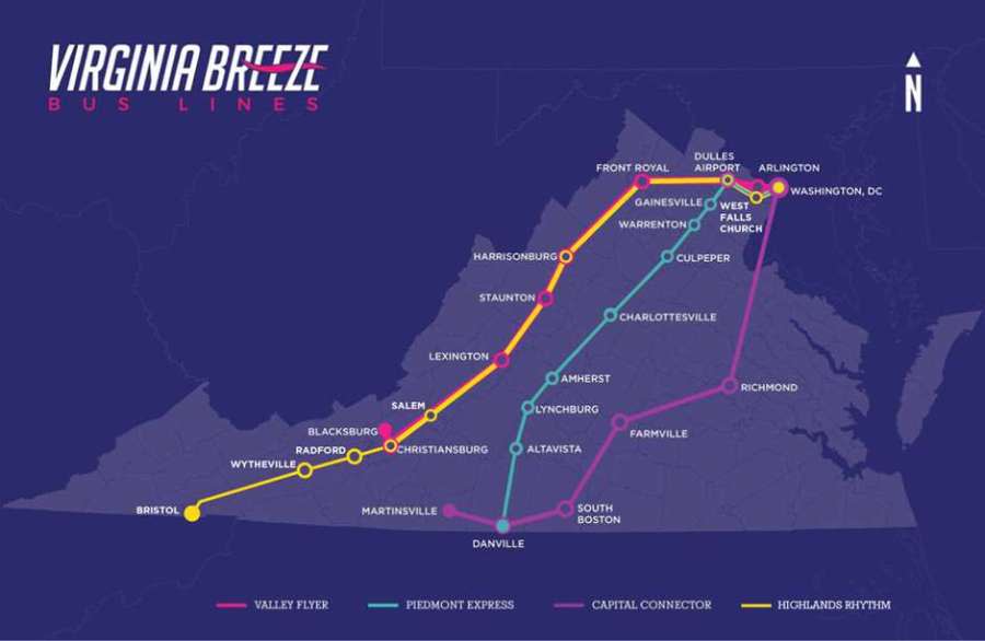 <em>Virginia Breeze’s current bus lines (Courtesy of Virginia Breeze)</em>