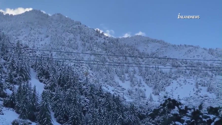 Snowy, wintry conditions on Mount Baldy in the San Gabriel Mountains. (Inland News)