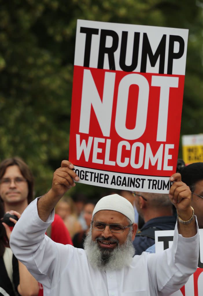 <p>Here's another photo of demonstrators gathering at the US ambassador residence in Regent's Park in London.</p>