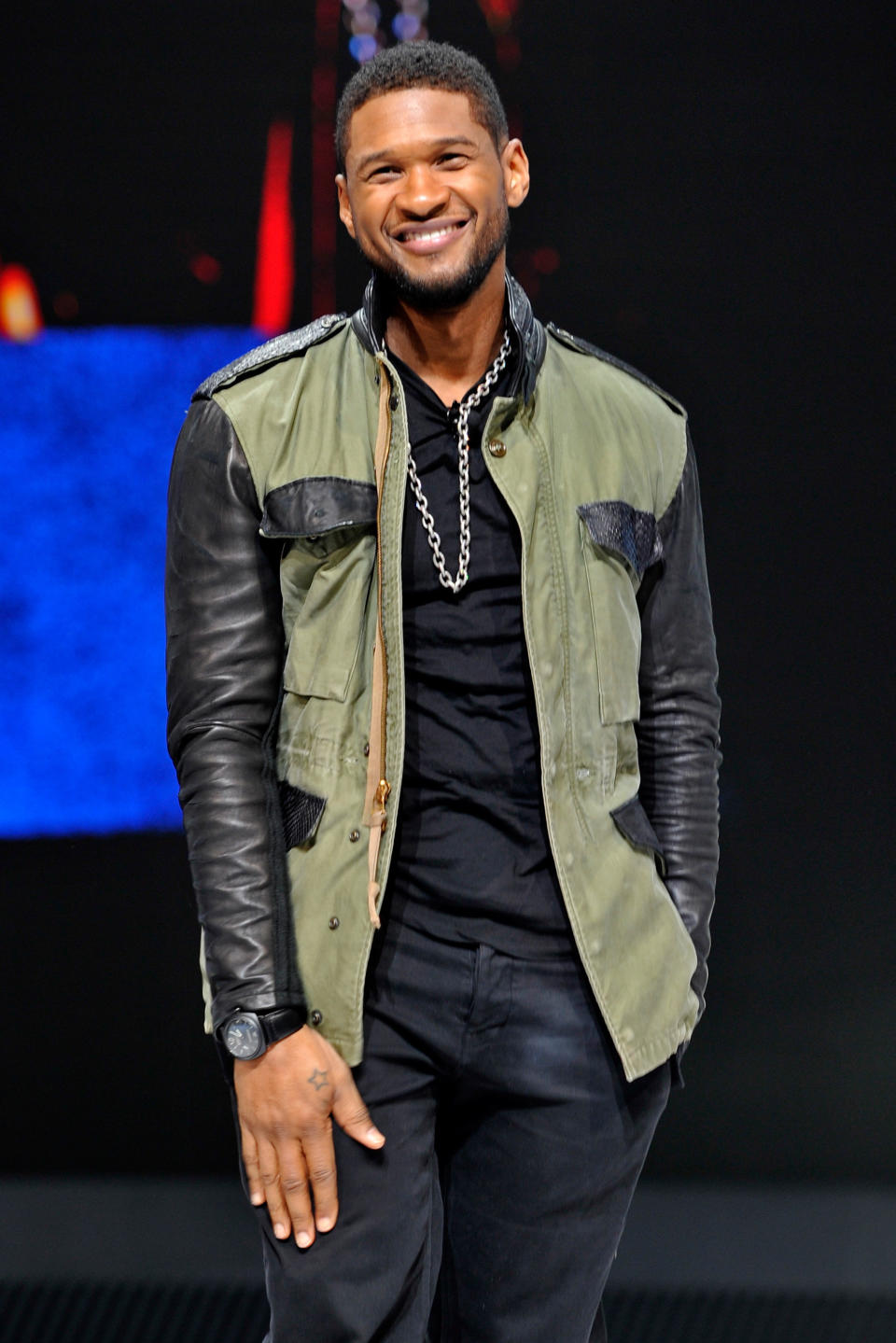 GENEVA, SWITZERLAND - MARCH 05:  Usher attends the Mercedes-Benz presentation during the 83rd Geneva Motor Show on March 5, 2013 in Geneva, Switzerland. Held annually with more than 130 product premiers from the auto industry unveiled this year, the Geneva Motor Show is one of the world's five most important auto shows.  (Photo by Harold Cunningham/Getty Images)