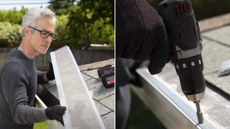 Installing a noncombustible gutter guard can easily flammable matter like leaves building up.