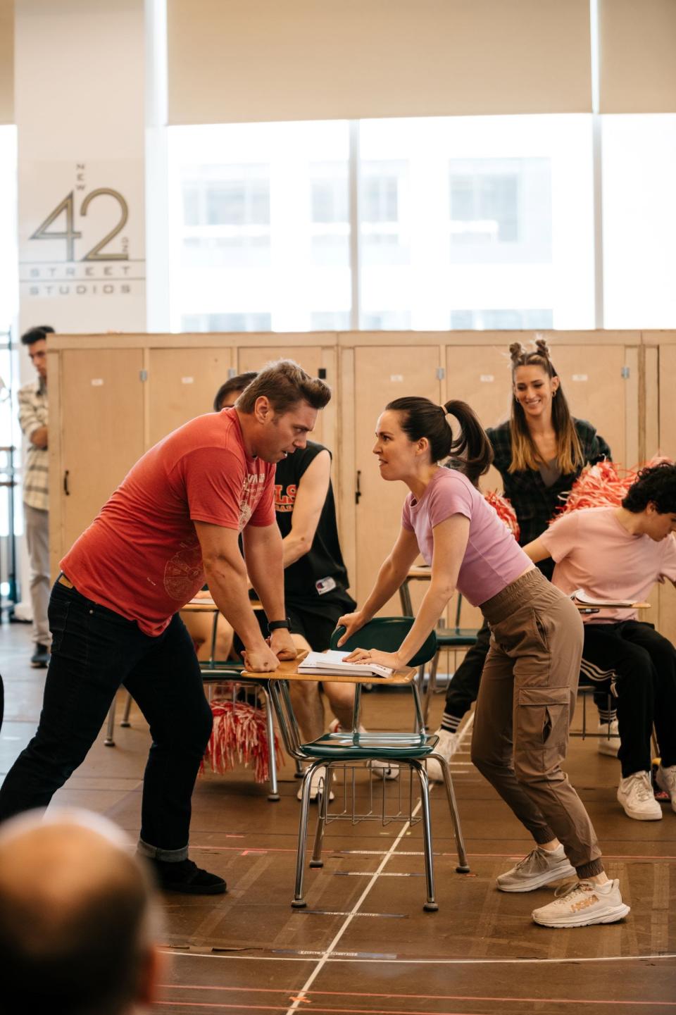 Nathaniel Hackmann and Morrisville native Liana Hunt rehearse for the Broadway production of "Back to the Future: The Musical."