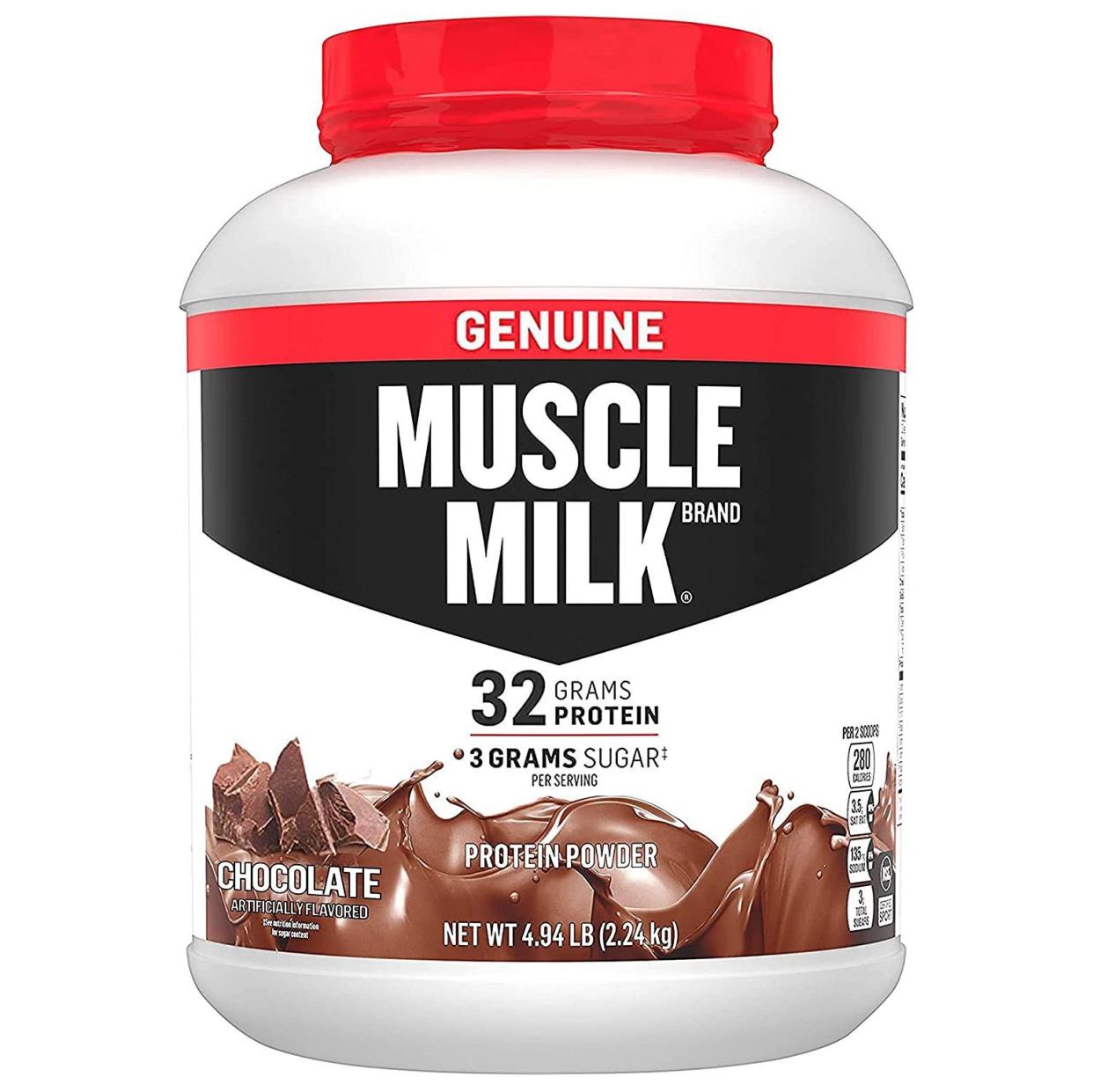 <p>Muscle Milk Protein Powder</p><p>amazon.com</p><p>$49.99</p><p><a href="https://www.amazon.com/dp/B002DUD6QU?tag=syn-yahoo-20&ascsubtag=%5Bartid%7C2141.a.20440938%5Bsrc%7Cyahoo-us" rel="nofollow noopener" target="_blank" data-ylk="slk:Shop Now;elm:context_link;itc:0;sec:content-canvas" class="link rapid-noclick-resp">Shop Now</a></p><span class="copyright">Amazon</span>