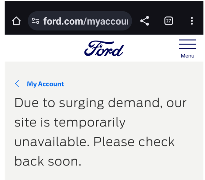 This is the message Zach Brandon of Madison, Wisconsin, received on Thursday, Feb. 29, 2024 when he tried to order from the Ford Motor Co. website a free charging adapter for his 2023 Mustang Mach-E. The adapter provides access to the Tesla Superchargers network.