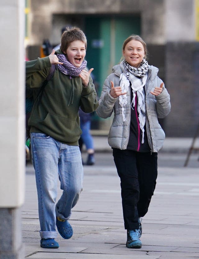 Greta Thunberg outside court