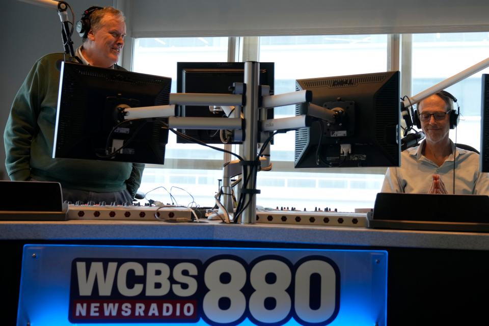 Paul Murnane and Wayne Cabot are shown at 880AM during a broadcast, in New York City. Thursday, April 20, 2023 