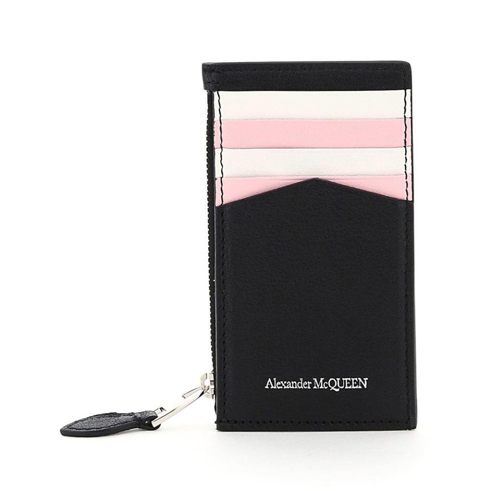 5) Black & Pink Small Zip Card Holder
