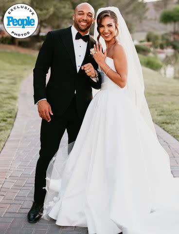 <p><a href="https://www.instagram.com/bethanypaigephoto" data-component="link" data-source="inlineLink" data-type="externalLink" data-ordinal="1">Bethany Paige Photography</a></p> Austin Ekeler and Melanie Wilking at their Las Vegas wedding