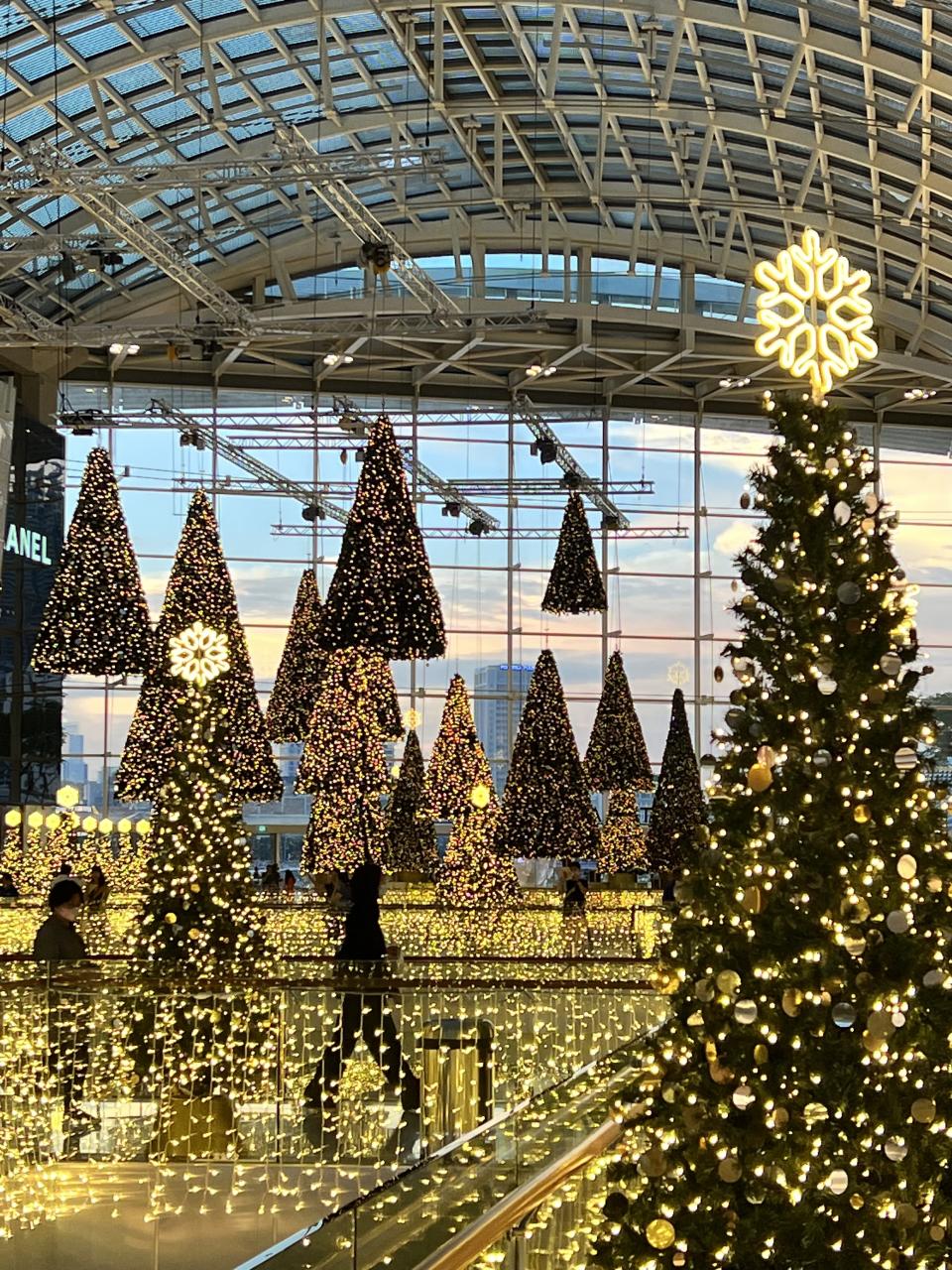 A photo of Christmas trees at Marina Bay Sands.