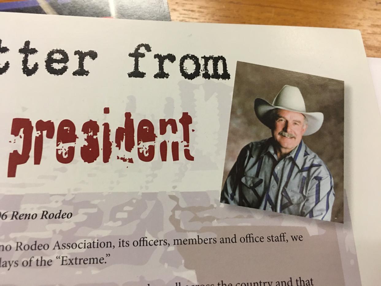 A photo of Jerry David from a letter he wrote in the 2006 Reno Rodeo program.