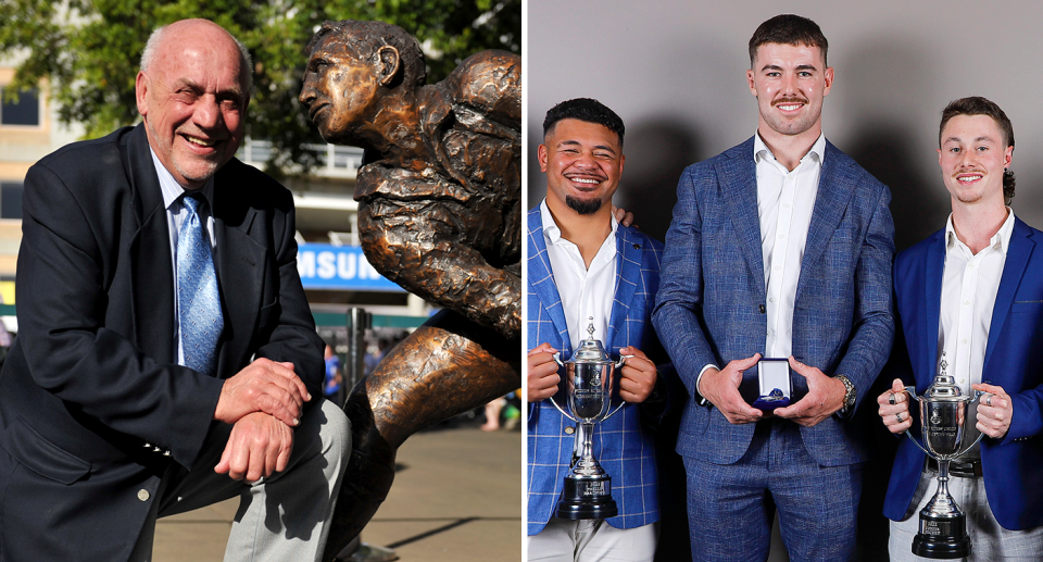 Past winners from the Ken Catchpole Medal night are seen on the right at the awards ceremony named after the late Wallabies great (pictured left in 2010). Pic: Getty/Karen Watson