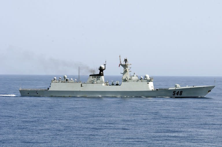 Chinese frigate Yi Yang sailing through the Gulf of Aden on September 17, 2012. Japanese Prime Minister Shinzo Abe has demanded Beijing apologise and admit that a Chinese frigate got a radar lock on a Japanese destroyer in international waters, according to reports in the Japanese media