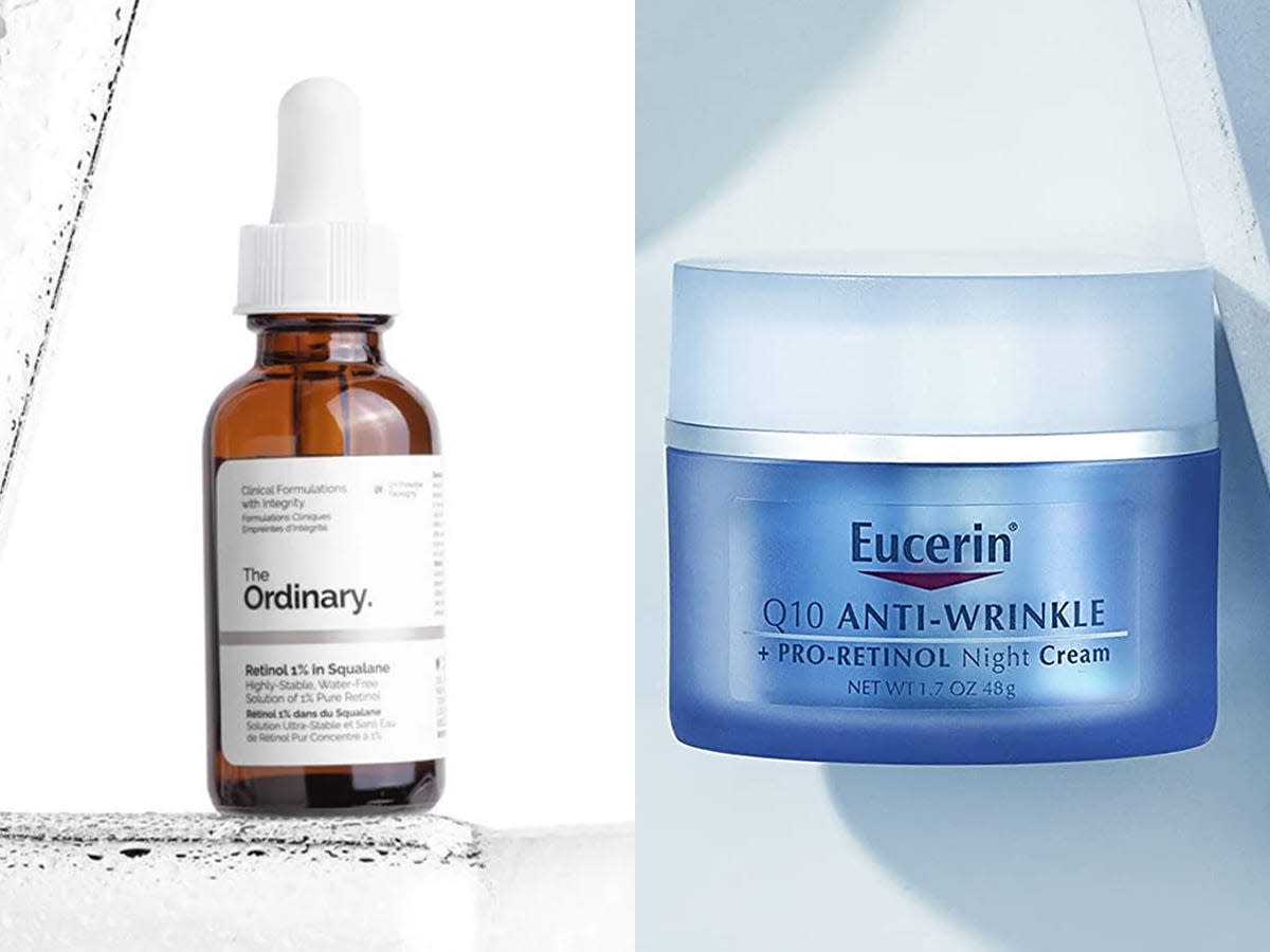 The Ordinary retinol and Eucerin anti-wrinkle night cream