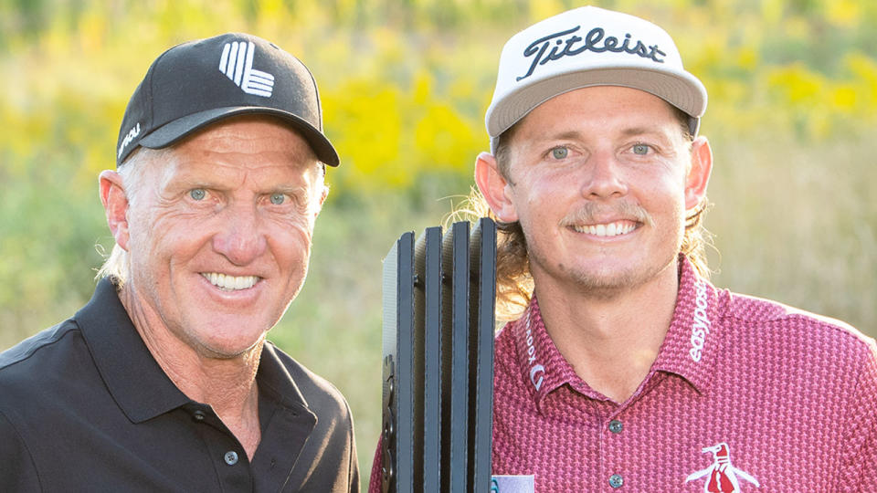 Pictured left is Greg Norman with LIV Chicago champion, Cameron Smith. 