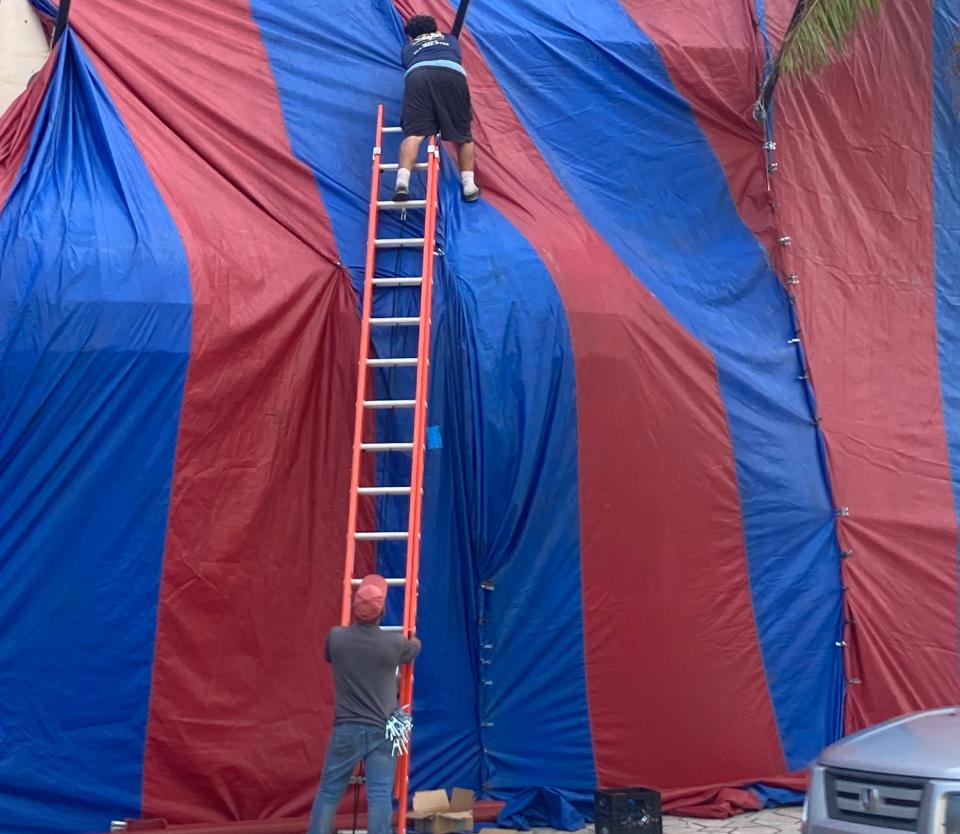 The Gulfstream Hotel in Lake Worth Beach recently was tented for termites as the historic property is prepped for a major restoration.