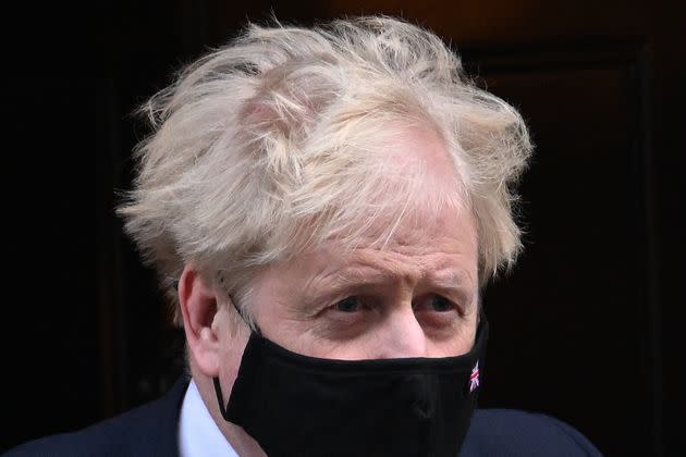 Prime Minister Boris Johnson leaves 10 Downing Street For PMQ's on January 12, 2022 in London. (Photo: Leon Neal via Getty Images)