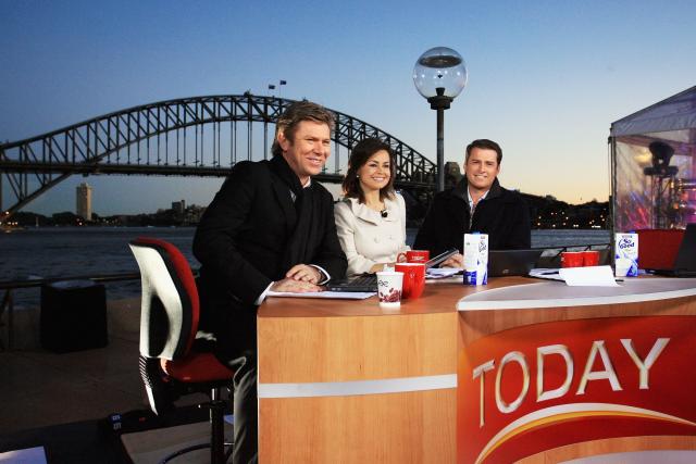 Karl Stefanovic leaves his fly open as he steps out with Today Show  colleagues