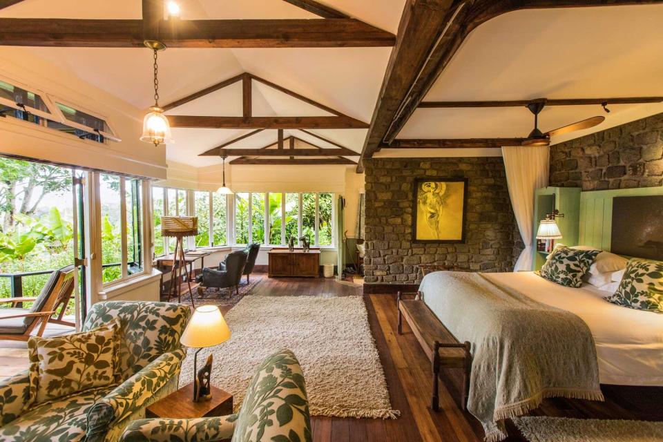 Interior of a cottage at Gibb's Farm, voted one of the best Africa Safari Lodges