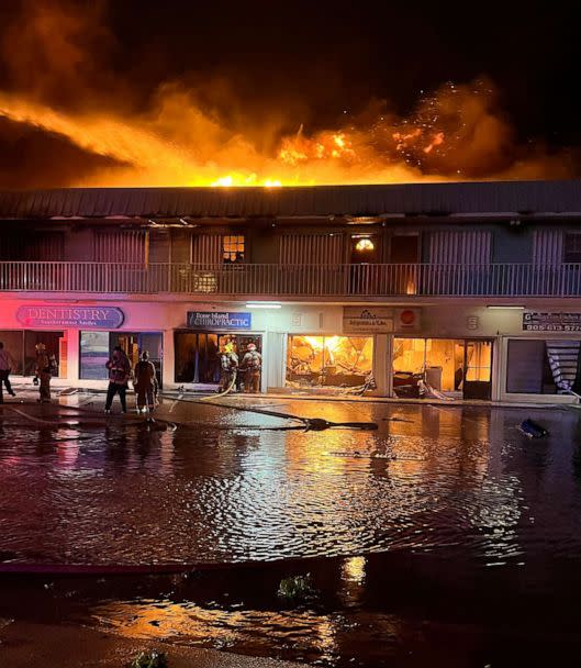 PHOTO: Fire engulfs a mixed residential and commercial building in Key West, Fla., Sept. 28, 2022. (Courtesy of Key West Fire Dept.)