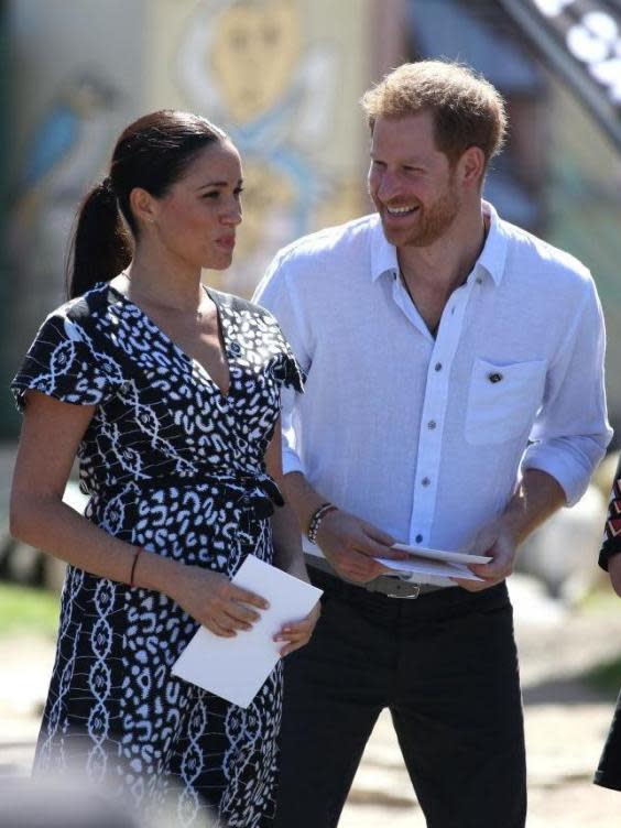 Meghan Markle and Prince Harry spoke to the crowds about the dangers women face in Africa (Getty Images)