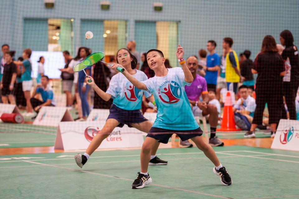 Young participants at the Play Inclusive 2023 badminton competition at the OCBC Arena. (PHOTO: SportCares)