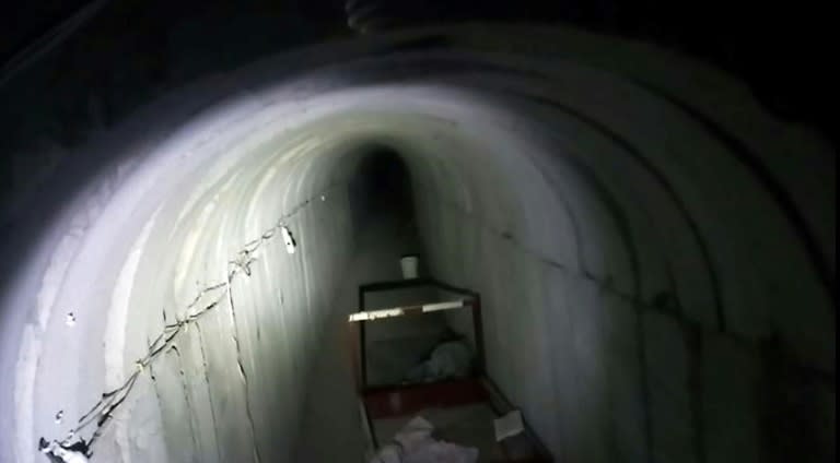 Anti-jihadist fighters in Syria's Raqa say a hand-made explosive device dubbed "the fuse" is the perfect weapon against Islamic State group tunnels, one of which is shown here in a photo from the US State Department