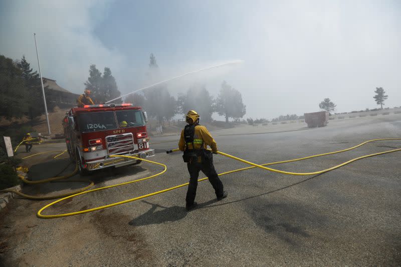 Firefighters during the Bobcat Fire in Los Angeles