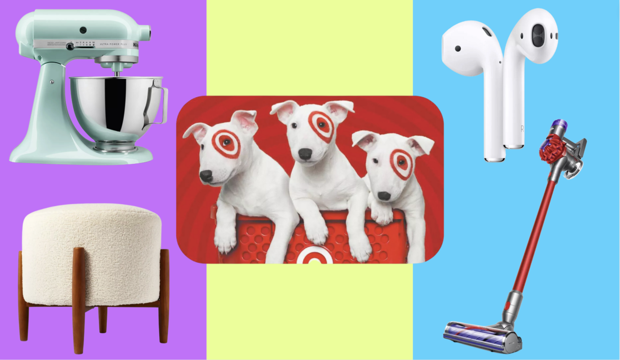 target circle week deals: a kitchenaid stand mixer, apple airpods, dyson vacuum, ottoman, target gift card