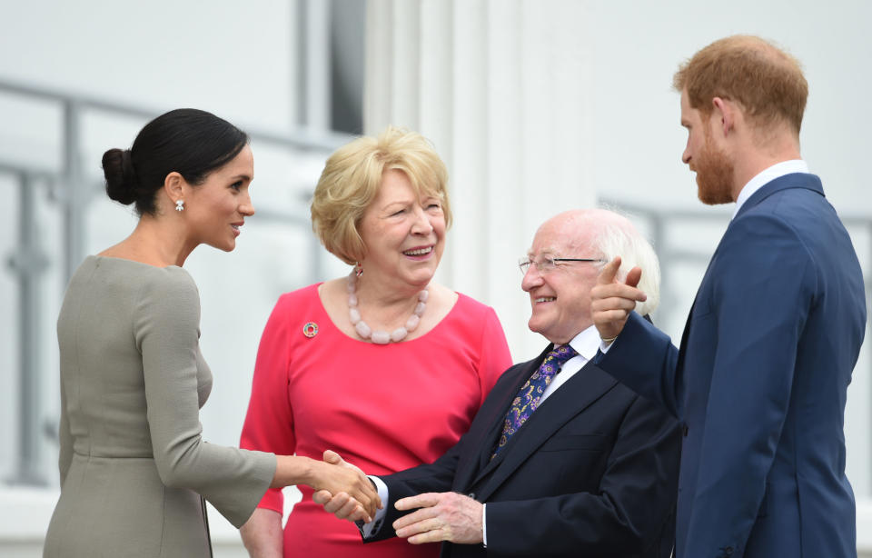 The Duke and Duchess meet President Michael Higgins and his wife. [Photo: PA]