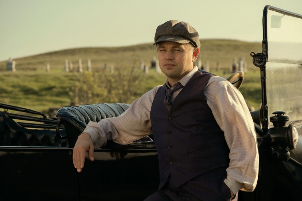 Leonardo DiCaprio plays the conniving Ernest Burkhart in "Killers of the Flower Moon," a historical drama about the 1920s murders of the Osage Nation.