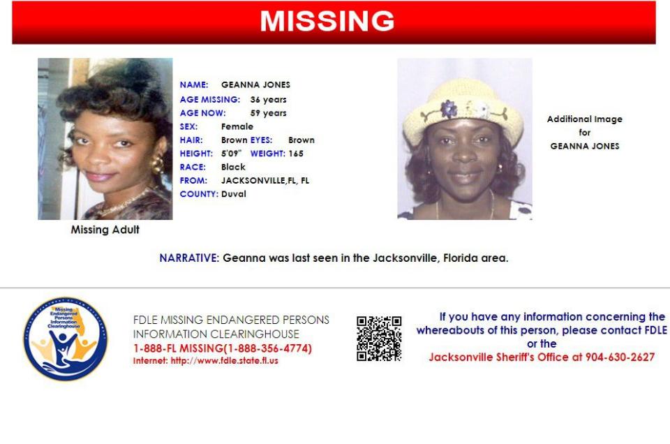 Geanna Jones was reported missing from Jacksonville on Nov. 5, 2000.