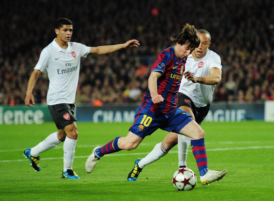 Messi scored four against Arsenal in April 2010 (Getty Images)