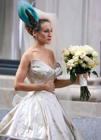 <p>James Devaney/WireImage</p> Sarah Jessica Parker on the set of "Sex and the City: The Movie".