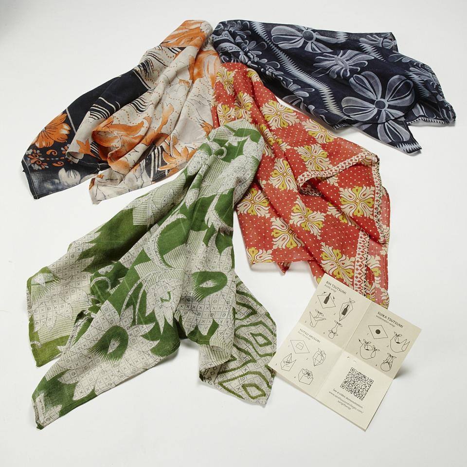 This undated product image provided by Ten Thousand Villages shows gift wrap made from saris that are recycled by artisans in Bangladesh. The company says sales have been growing steadily since the wraps were introduced in 2013; so far this year, sales are up 20% over 2018. (Ten Thousand Villages via AP)