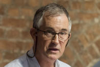 FILE - In this Aug. 14, 2018, file photo, The Financial Times Asia news editor, Victor Mallet speaks during a luncheon at the Foreign Correspondents Club in Hong Kong. The Asia editor of the Financial Times has been refused entry to Hong Kong, weeks after the semi-autonomous Chinese territory refused to renew his work visa. The newspaper reported that Mallet was turned away at the border on Thursday, Nov. 8, after being questioned for several hours.(Pool Photo via AP, File)