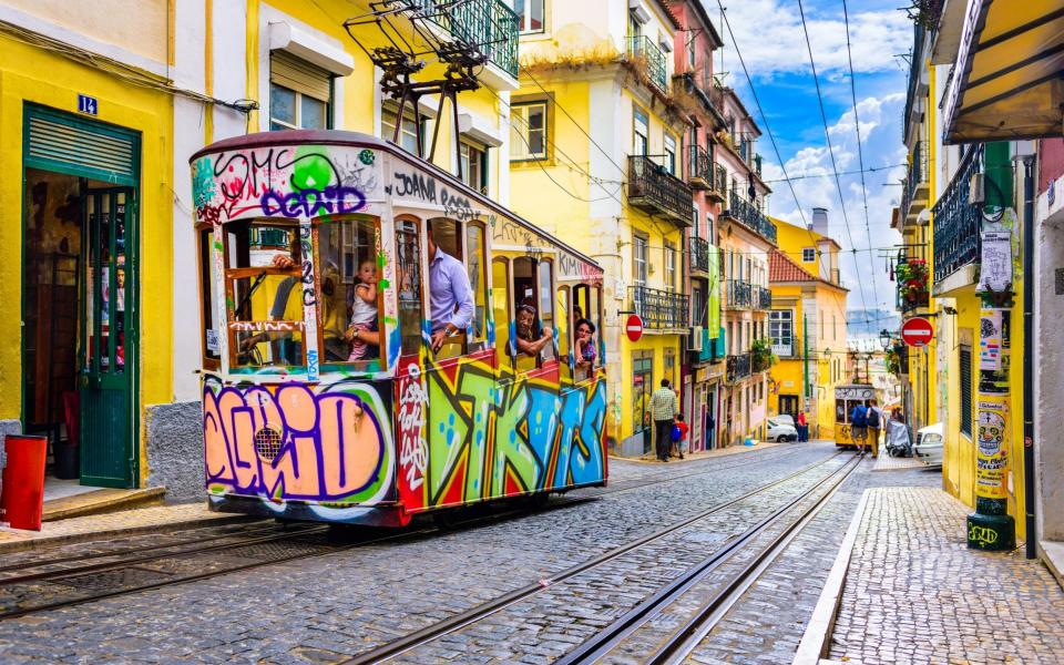 Colourful trams in Lisbon - Credit: Alamy