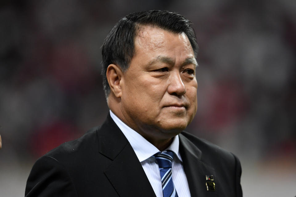 SAITAMA, JAPAN - DECEMBER 09: (EDITORIAL USE ONLY) JFA president Kozo Tashima looks on prior to the 98th Emperor's Cup Final between Urawa Red Diamonds and Vegalta Sendai at Saitama Stadium on December 09, 2018 in Saitama, Japan. (Photo by Etsuo Hara/Getty Images)