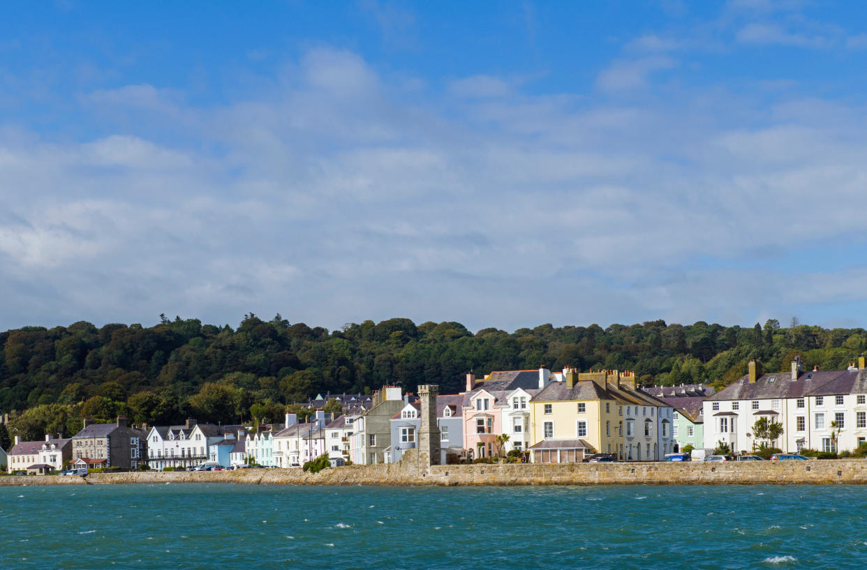 The seafront at Beaumaris on Anglesey photographed from Beaumaris pier