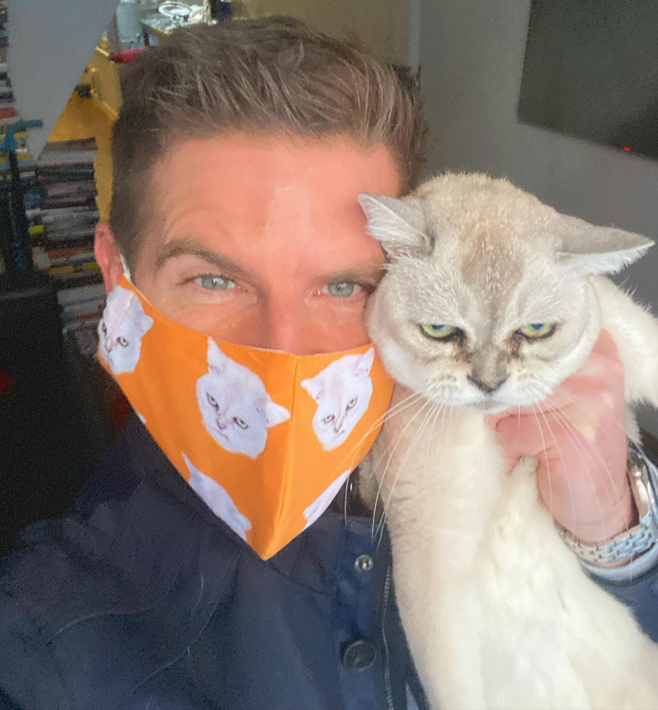 Sunrise's Sam Mac and his cat Coco.