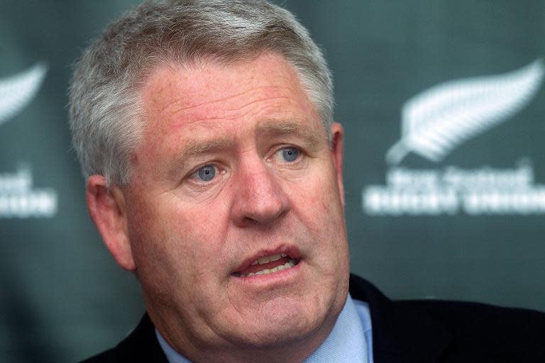 New Zealand Rugby Union (NZRU) chief executive Steve Tew speaks during a press conference in Wellington on December 16, 2011