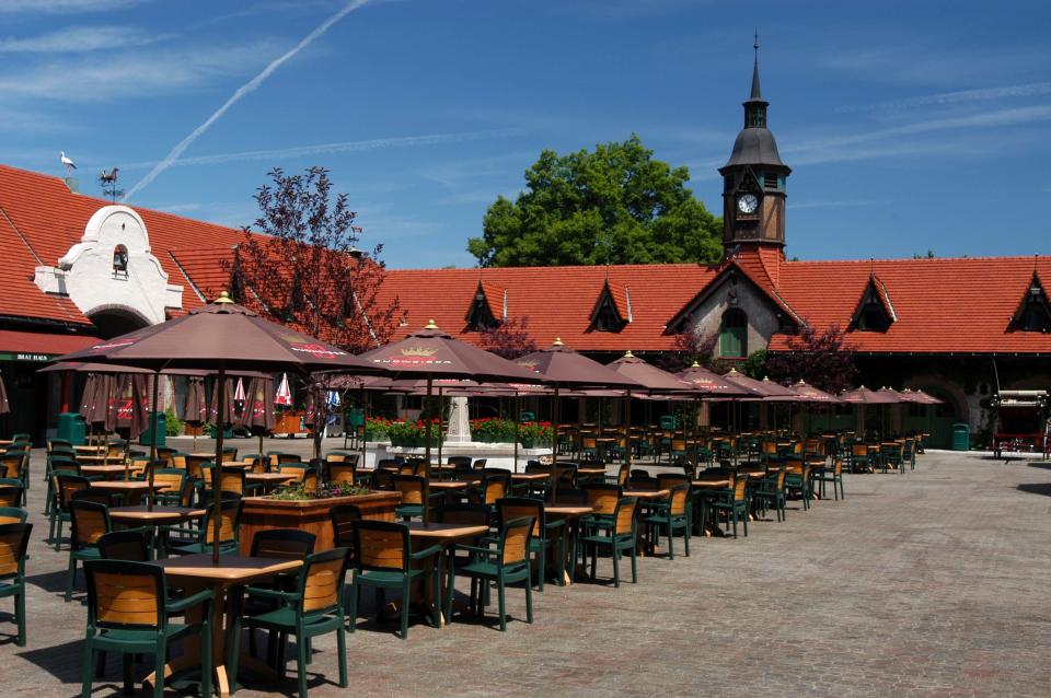 This undated photo provided by Grant’s Farm shows the courtyard and clocktower for the attraction. The site got its name because the property was founded as a farm by Ulysses S. Grant, the Civil War general who later became the nation's 18th president. The farm, in St. Louis County just south of the city, is home to more than 900 animals and is one of a number of free attractions in the area. (AP Photo/Grant’s Farm)