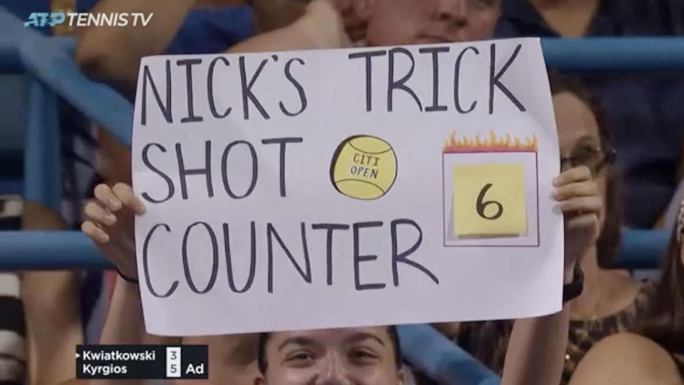 Washington tennis fans were loving Nick Kyrgios's action. Pic: TennisTV