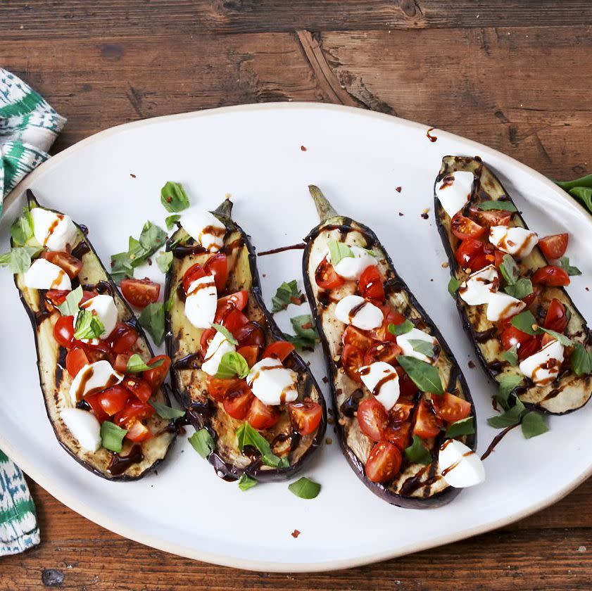 <p>For those nights when we really need a vegetable in our lives, we turn to these aubergine steaks. They grill up quickly with minimal prep for a delicious <a href="https://www.delish.com/uk/cooking/recipes/g32768299/easy-dinner-recipes/" rel="nofollow noopener" target="_blank" data-ylk="slk:weeknight dinner;elm:context_link;itc:0;sec:content-canvas" class="link ">weeknight dinner</a>! Perfect for your next meatless Monday. </p><p>Get the <a href="https://www.delish.com/uk/cooking/recipes/a35222945/caprese-eggplant-steaks-recipe/" rel="nofollow noopener" target="_blank" data-ylk="slk:Caprese Aubergine Steaks;elm:context_link;itc:0;sec:content-canvas" class="link ">Caprese Aubergine Steaks</a> recipe.</p>