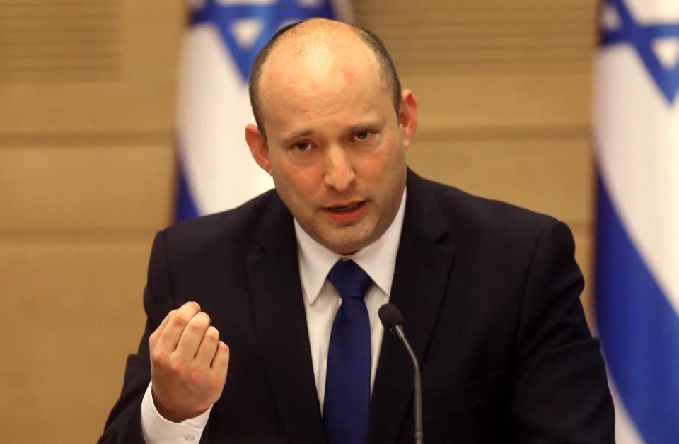 Le nouveau Premier ministre israélien Naftali Bennett donnait un discours à son cabinet dimanche 13 juin à Jérusalem - GIL COHEN-MAGEN / AFP