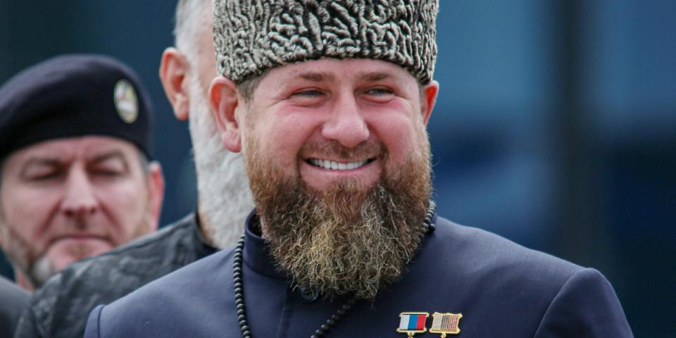 Head of the Chechen Republic Ramzan Kadyrov attends a military parade in the Chechen capital Grozny, Russia, in May 2022.