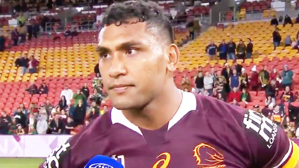 Tevita Pangai Jnr (pictured) talking during an interview.